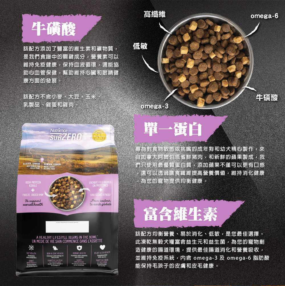 【拉拉寵物小舖】紐崔斯 狗飼料 低敏無榖犬＋凍乾【美膚豬肉＋蘋果】1.8公斤 單一蛋白黑鑽系列, , large