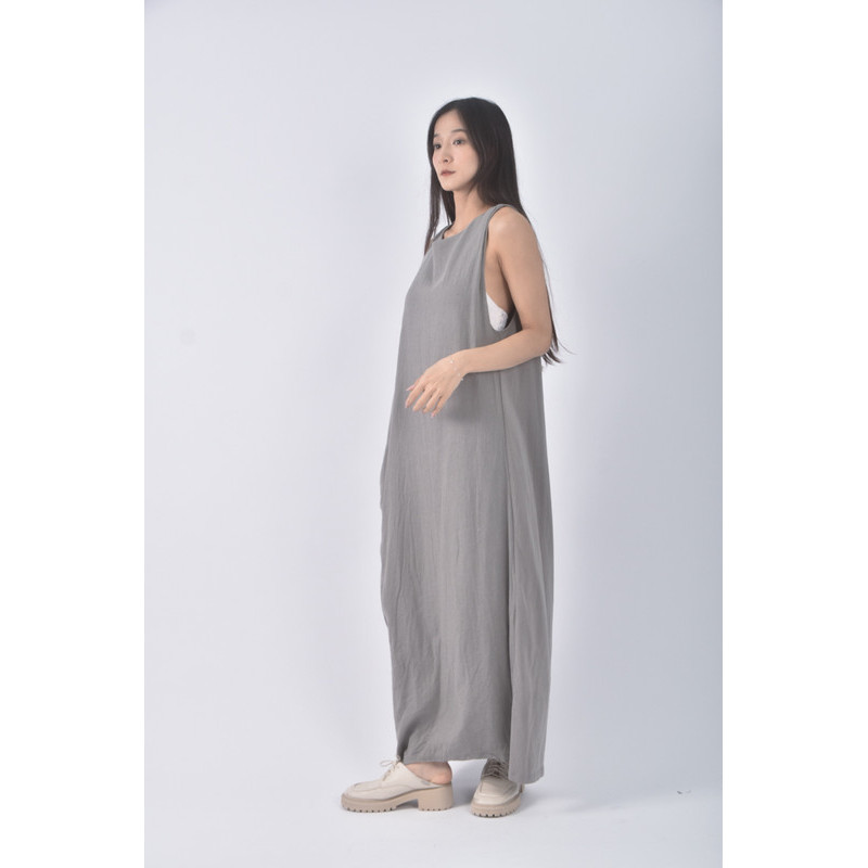 (M) zara質感無袖灰色洋裝二手衣, , large