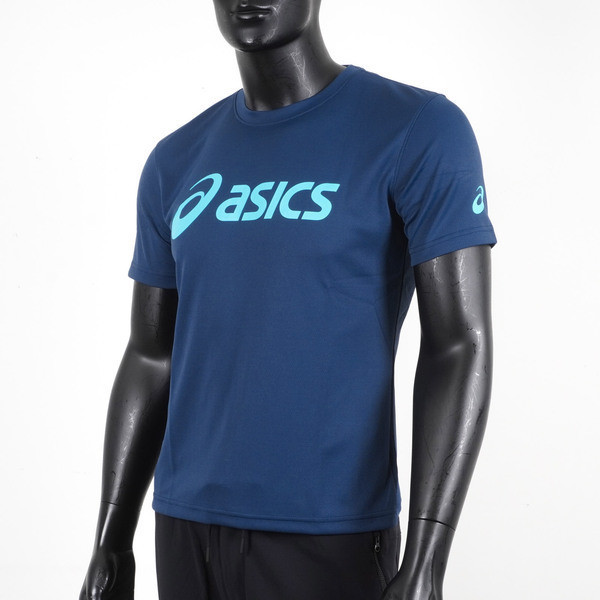Asics 男女 短袖 T恤 運動 透氣 吸濕 快乾 抗UV 台灣製 延續 深藍 [K31415-50], , large