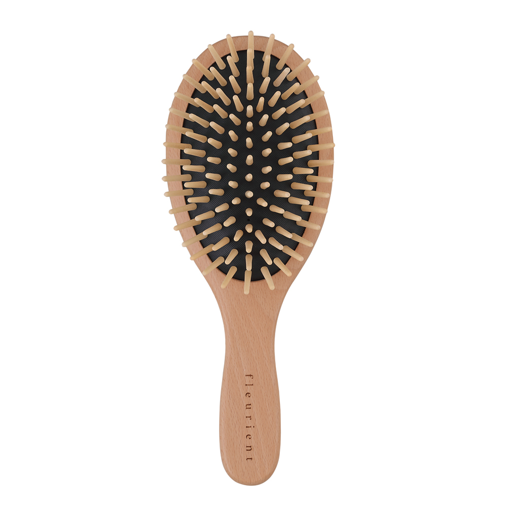 Fleurient Wooden Scalp Massage Hairbrush (with bag), , large