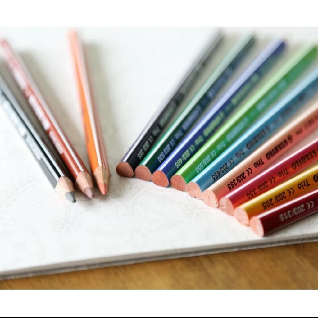 【德國天鵝STABILO】 Trio thick 繽紛樂三角筆身油性色鉛筆 4.2mm 12色(ST203/2-12), , large