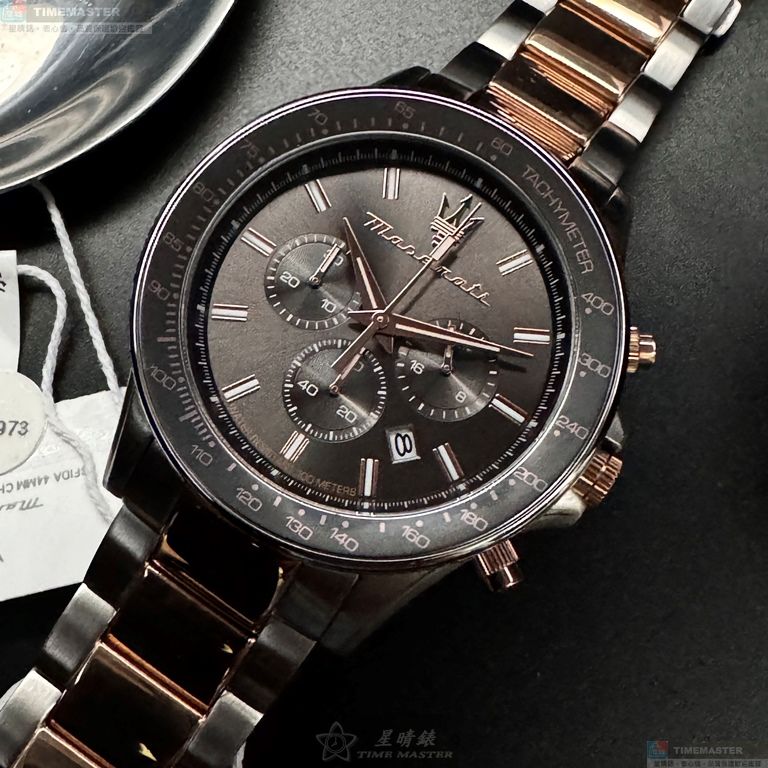 [星晴錶業]MASERATI手錶,44mm,R8873640021古銅色錶面古銅色錶殼金銀相間精鋼錶帶款, , large