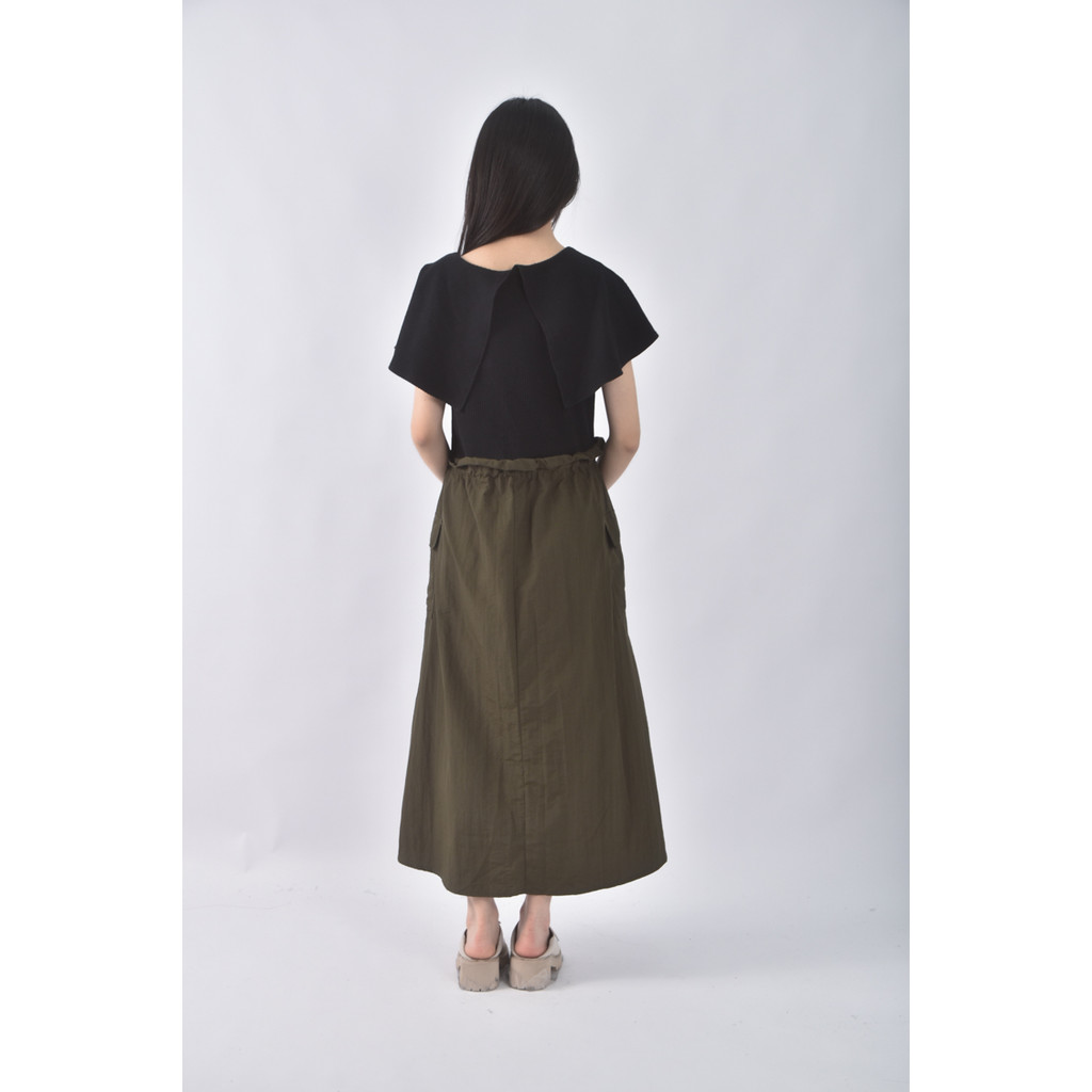 (M) 質感棉質拼接黑色洋裝二手衣, , large