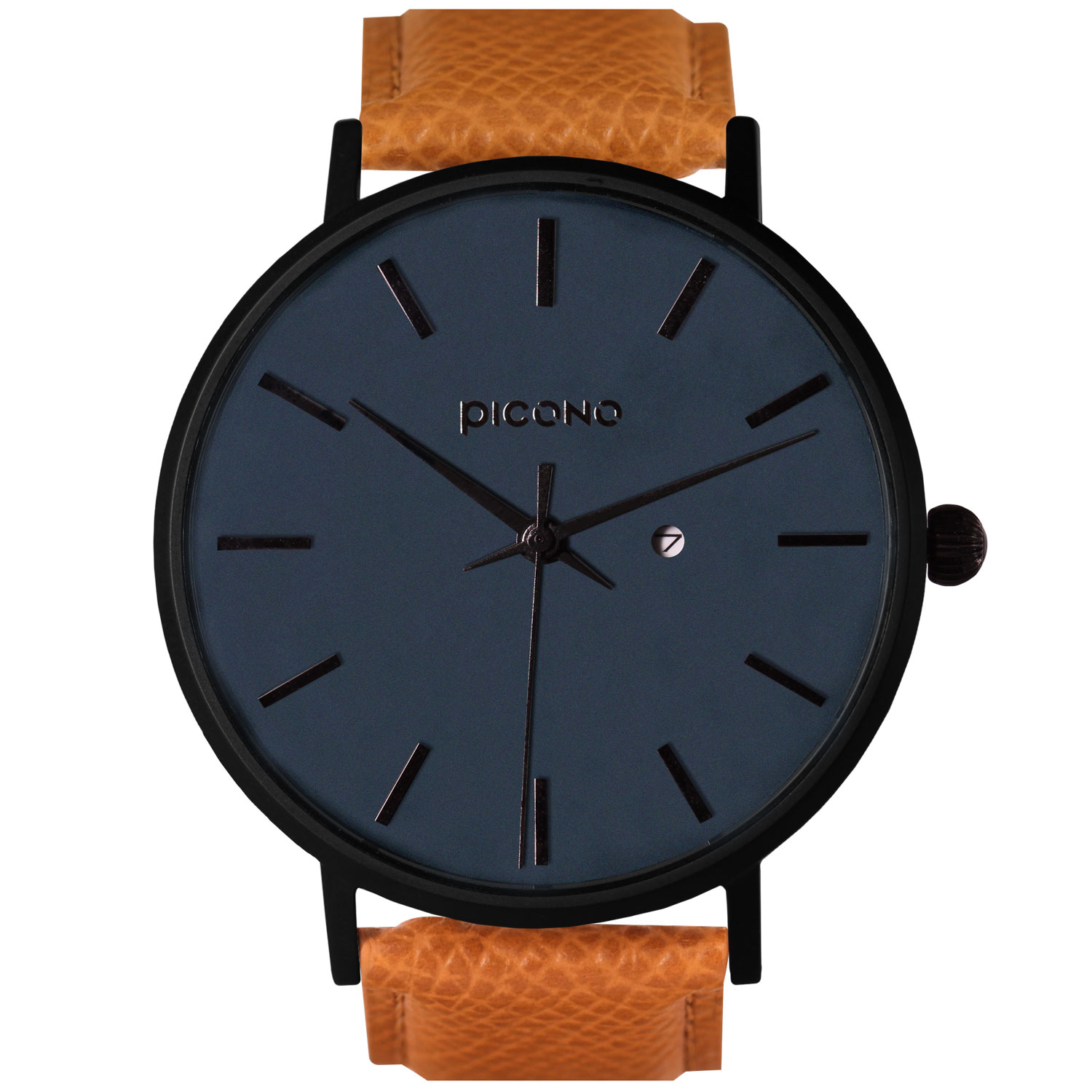 Siempre minimalist brown leather strap couple watch-Dark blue / SI-10901 Men, , large