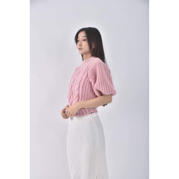 (S) honey koko韓牌質感圓領粉色長袖上衣二手衣, , large