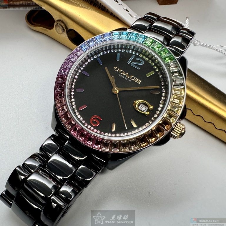 [星晴錶業]COACH手錶,38mm,CH00165黑色錶面黑錶殼深黑色陶瓷錶帶款, , large
