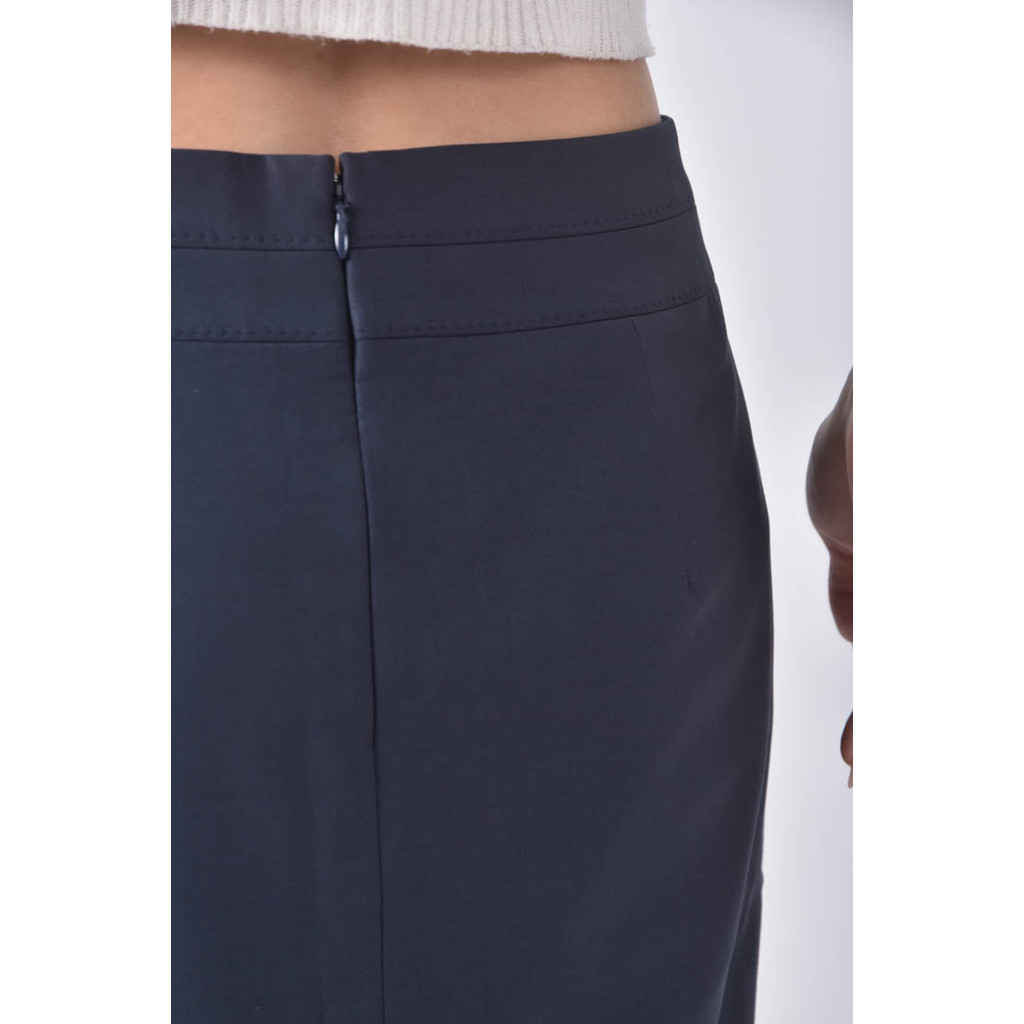 (L) 質感素面藍色短裙二手衣, , large