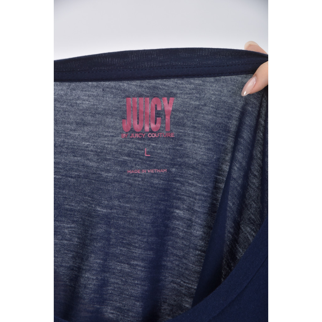 (L) juicy couture棉質文字藍色短袖上衣二手衣, , large