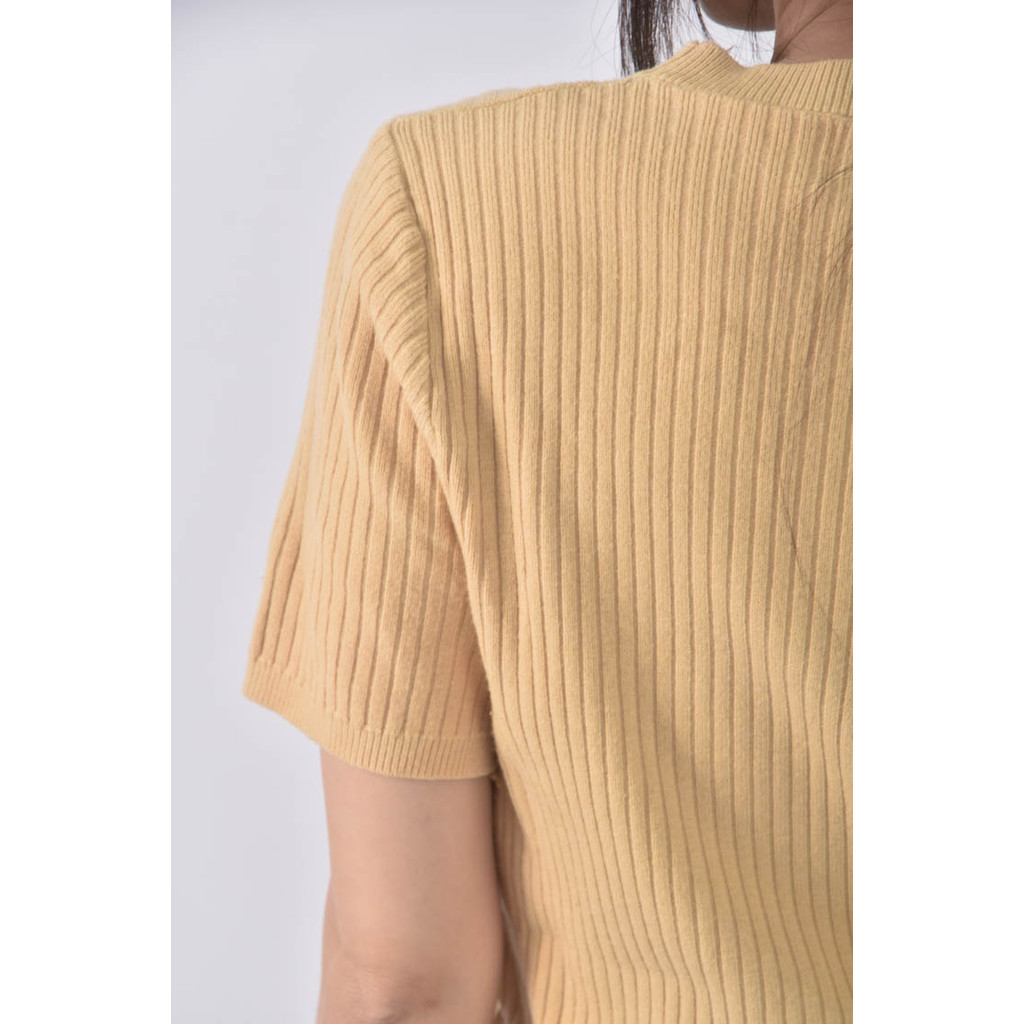 (S) bebuchon針織圓領黃色短袖上衣二手衣, , large