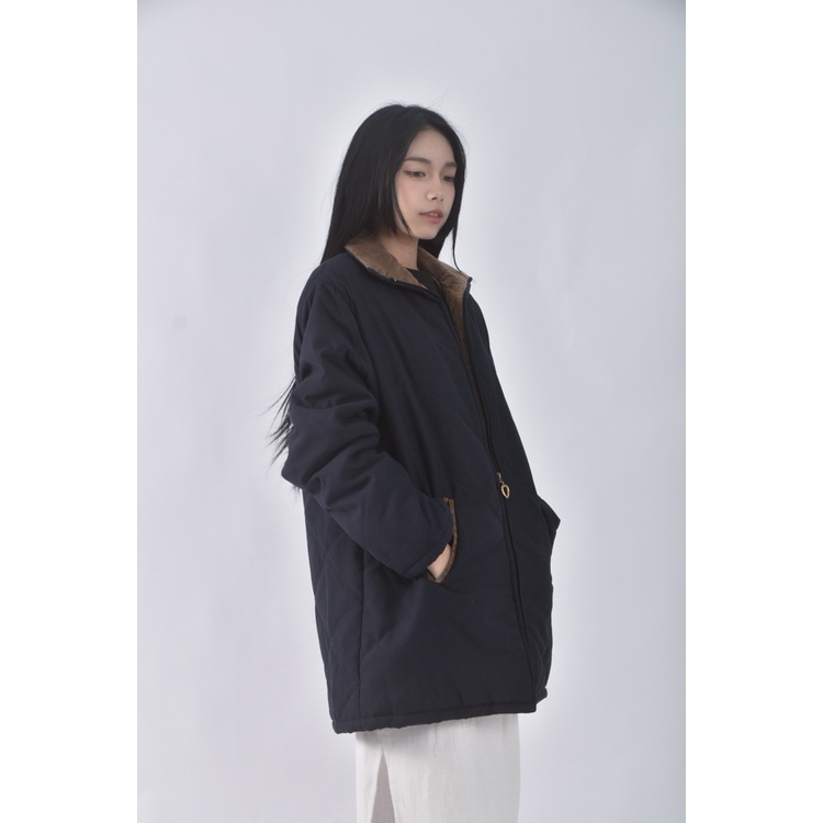 (M) 【國泰航空永續合作】marc audrey棉質跳色領口藍色外套二手衣, , large