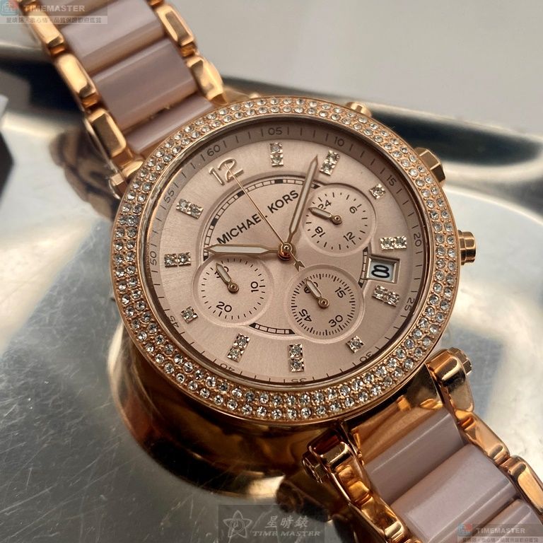 [星晴錶業]MK手錶,40mm,MK06907玫瑰金色錶面玫瑰金錶殼玫瑰金粉紅精鋼錶帶款