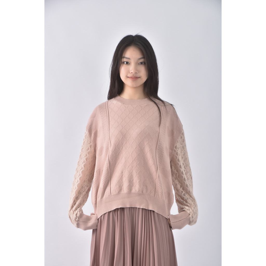 (XL) brunch韓牌質感圓領粉色長袖上衣二手衣, , large