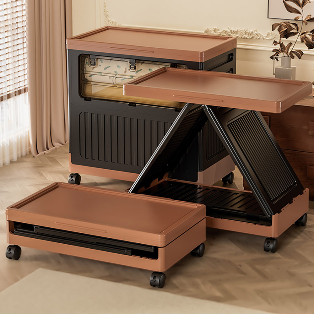 【AOTTO】110L大容量貨櫃側開掀蓋附輪收納箱-黑色(AL-021BK), , large