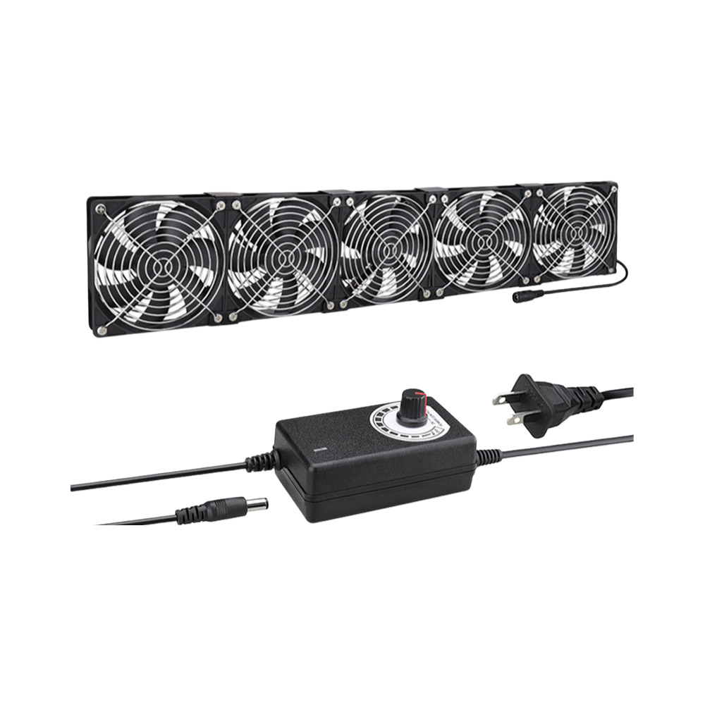 空氣循環12cm機箱風扇-5風扇+8金屬網罩+調速器+配件+螺絲, , large