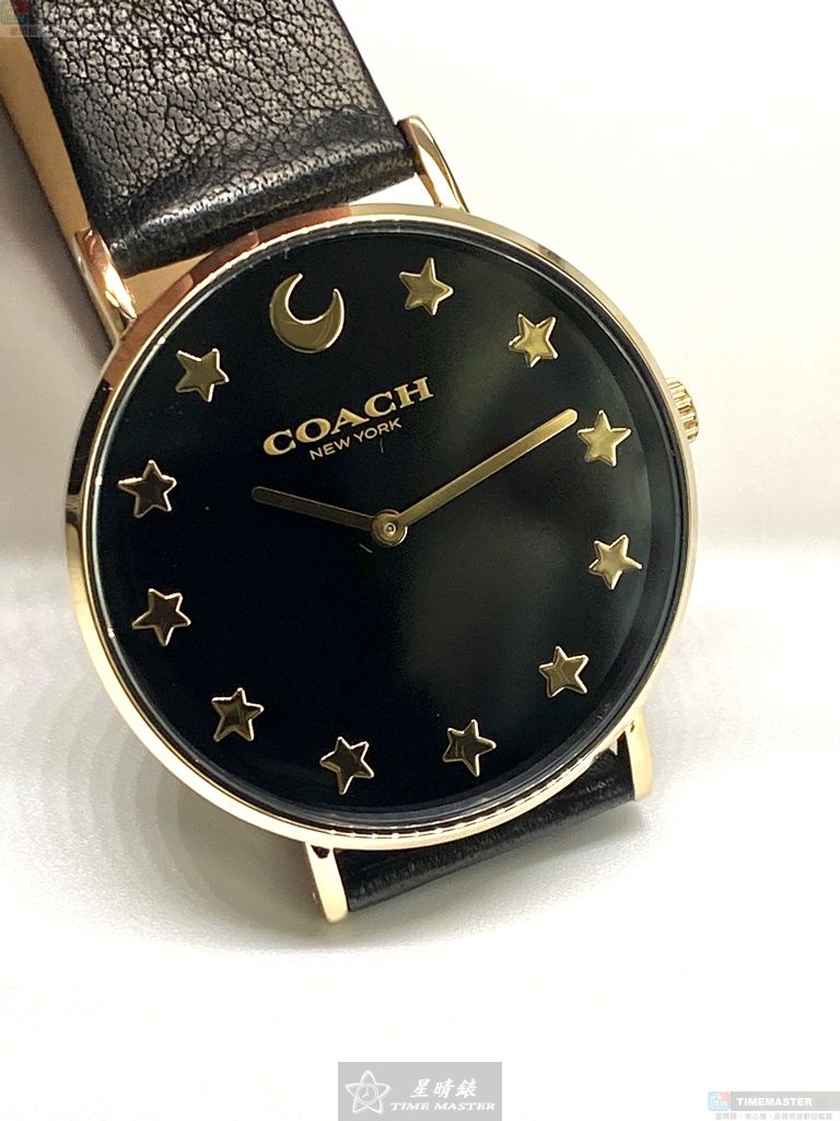 [星晴錶業]COACH手錶,36mm,CH00006黑色錶面金色錶殼深黑色真皮皮革錶帶款, , large