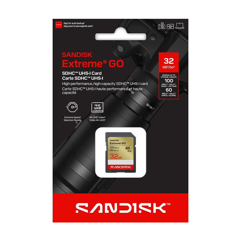 【SanDisk】Extreme GO 32G V30 UHS-I U3 SD SDHC 記憶卡, , large