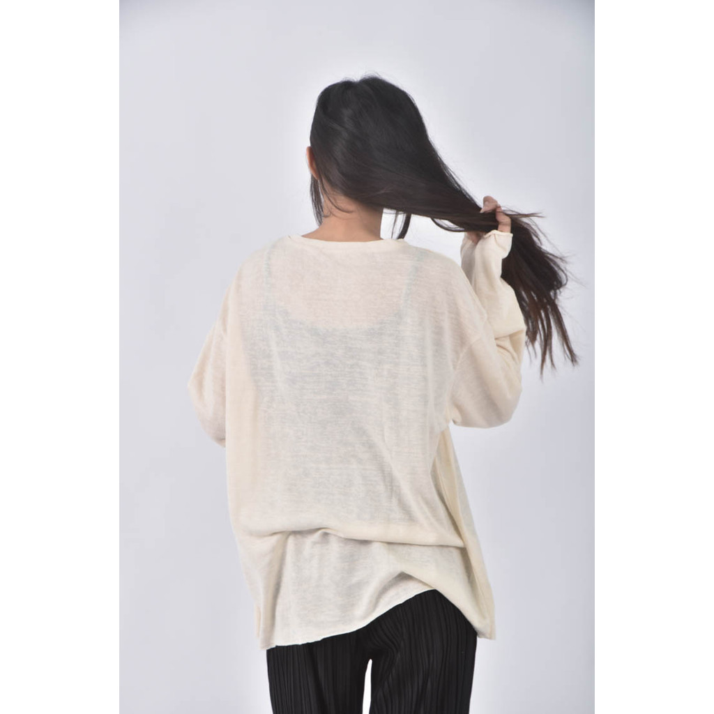 (2XL) 透紗白色長袖上衣二手衣, , large
