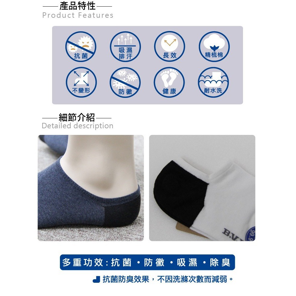 【BVD】雙效抗菌除臭低口男襪-B396 男襪 低口襪, , large