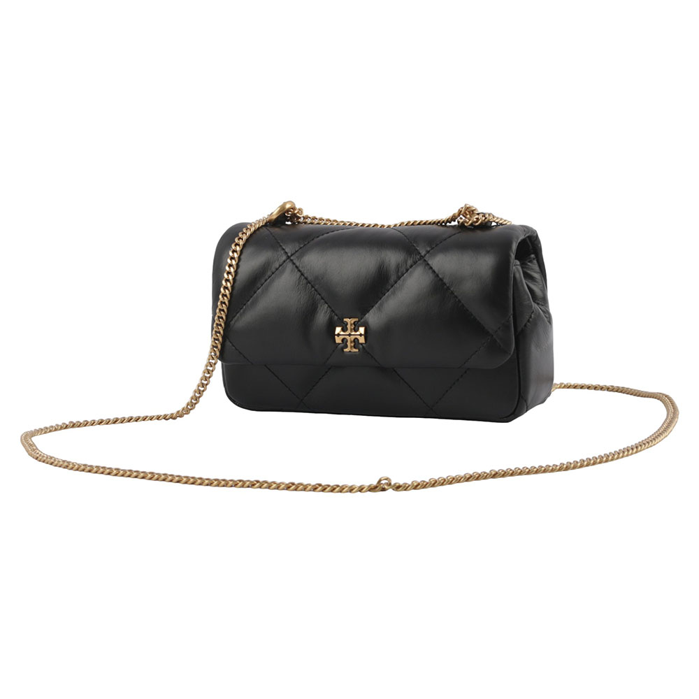 Tory Burch Kira 納帕皮革鑽石格紋縫線迷你二用包/黑色, , large