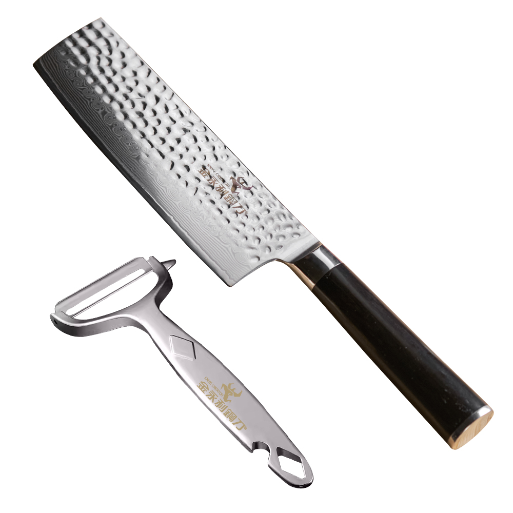 【金門金永利】SK6龍紋捶打大馬士革鋼日式切刀16cm (送鋅合金刨刀)