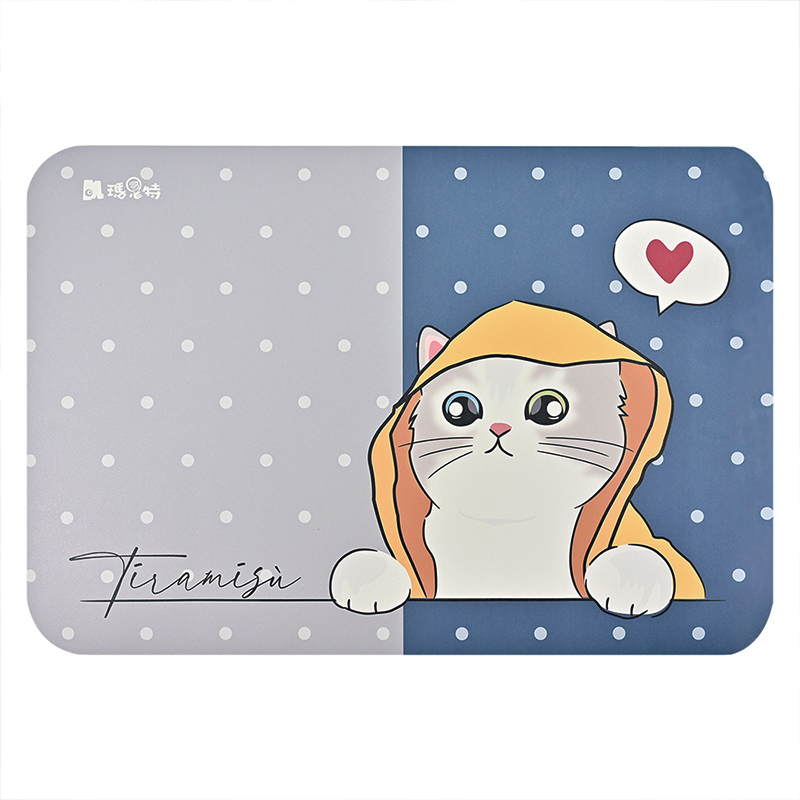 【Monster】 Soft Diatomaceous Earth Absorbent Mat – Cat Series (60x40cm) – Raincoat Kitty, , large