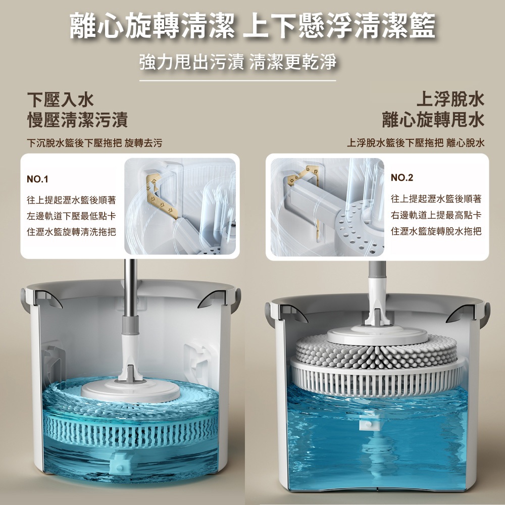 【APEX】單桶式輕巧洗脫合一清潔拖把 (一桶一布), , large