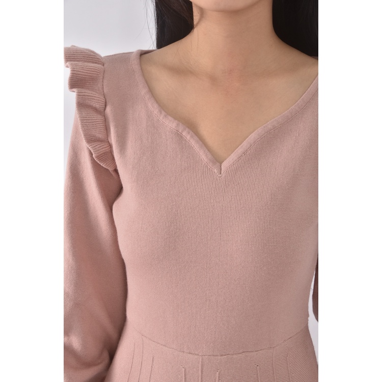 (S) 【依庭私服】yuanzi質感V領粉色洋裝二手衣, , large