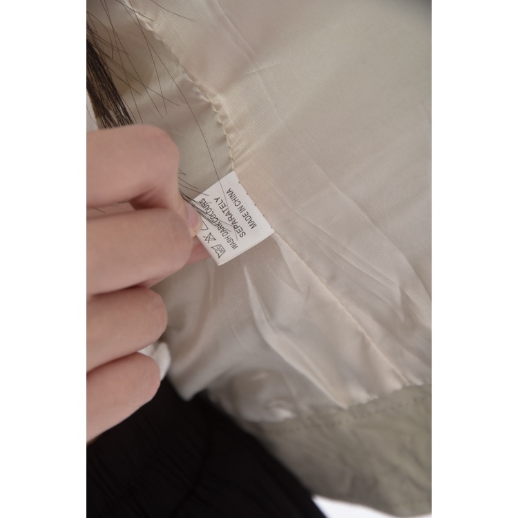 (S) shin質感棉質皮質杏色綁帶外套二手衣, , large