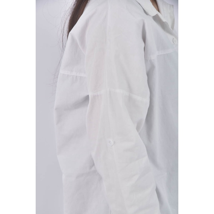 (XL) 長版排扣白色襯衫上衣二手衣, , large