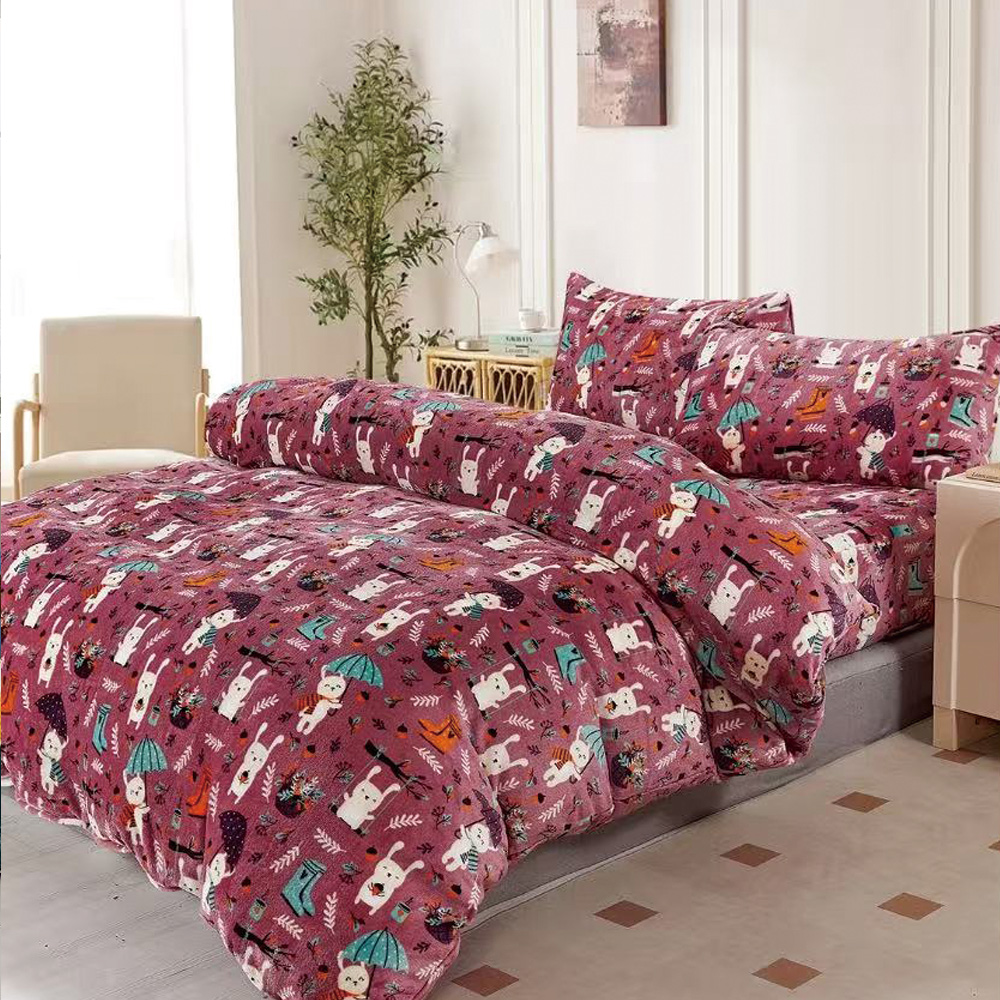 【Galatea葛拉蒂】法蘭絨冬季雙人特大床包四件組 童話小屋, , large