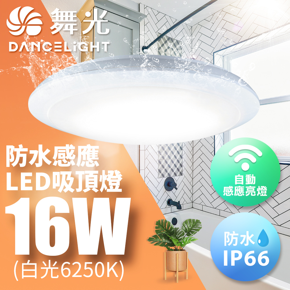 DanceLight舞光 微波感應吸頂燈 1-2坪 16W 防塵防水IP66(白光), , large