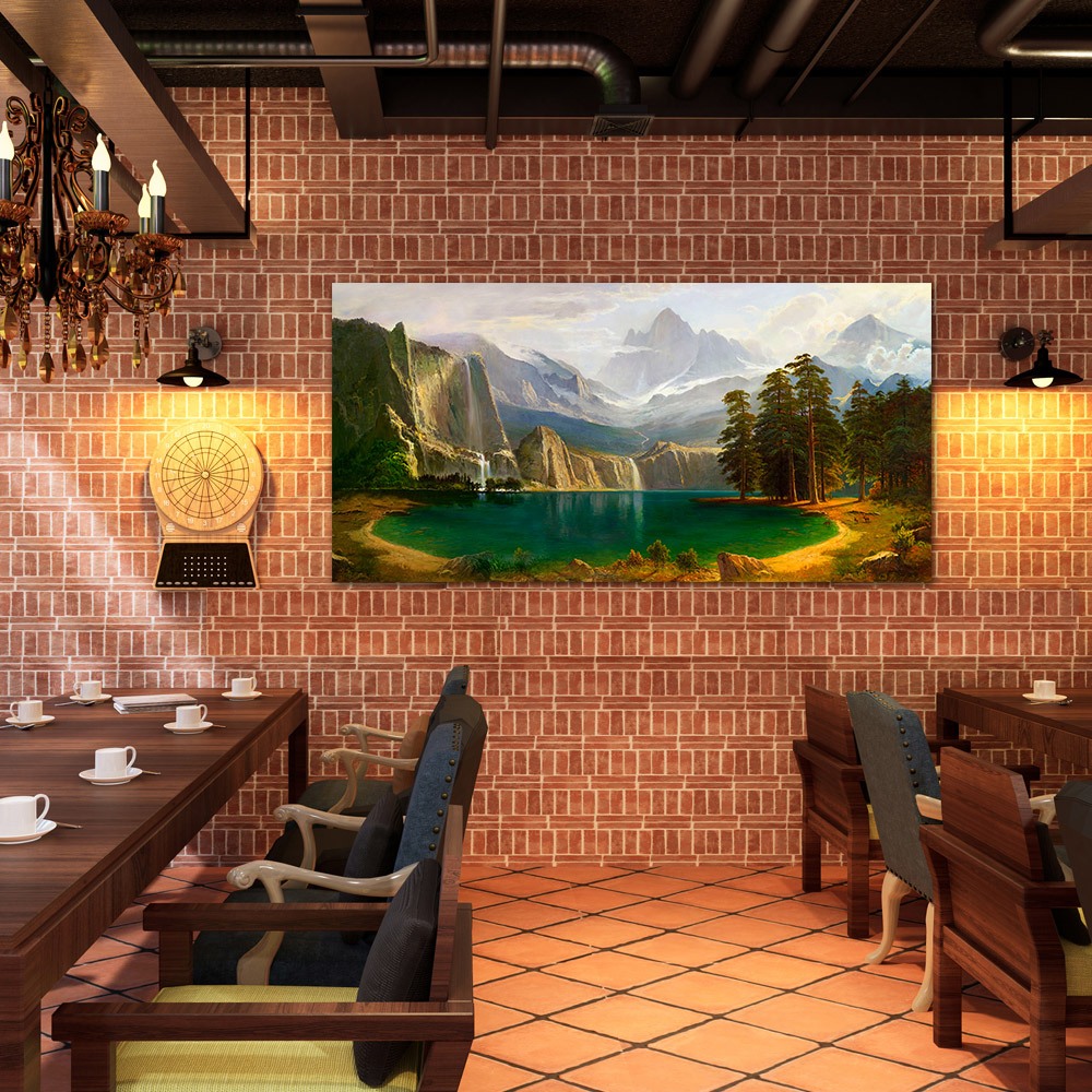 【御畫房】湖畔小鹿 國家一級畫師手繪油畫60&times;120cm(VF-130), , large