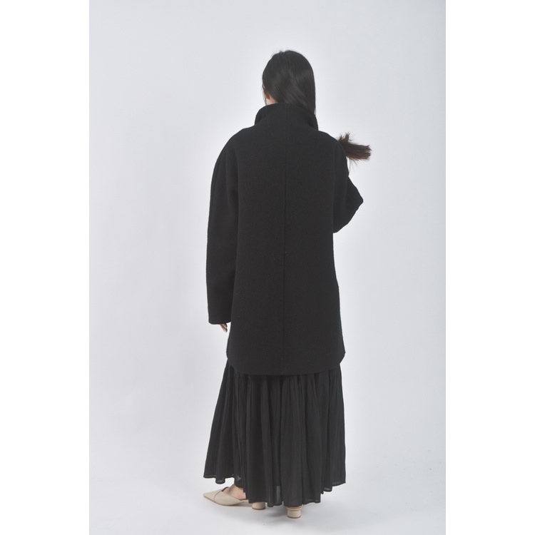 (XL) agnes b長版大衣黑色外套二手衣, , large