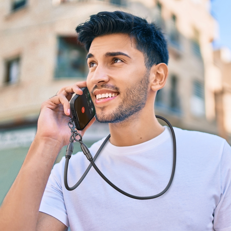 AIDOGA艾迪伽LQ DC407子彈系列Type-C to Type-C手機掛繩充電線傳輸線PD 60W 1.2M 岩黑, , large