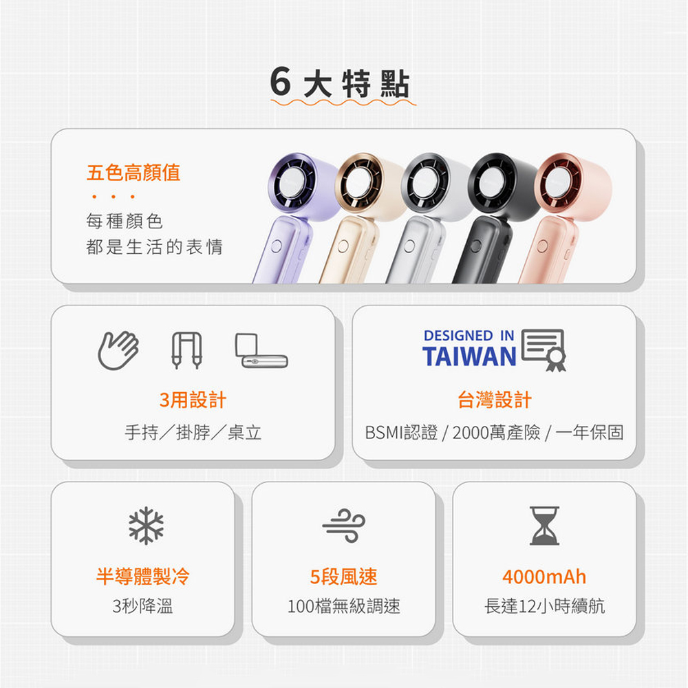 【 GUXON】巧冰扇 冰敷折疊手持高速風扇GXFAN01 (100段速/附掛繩)- 奶茶金, , large