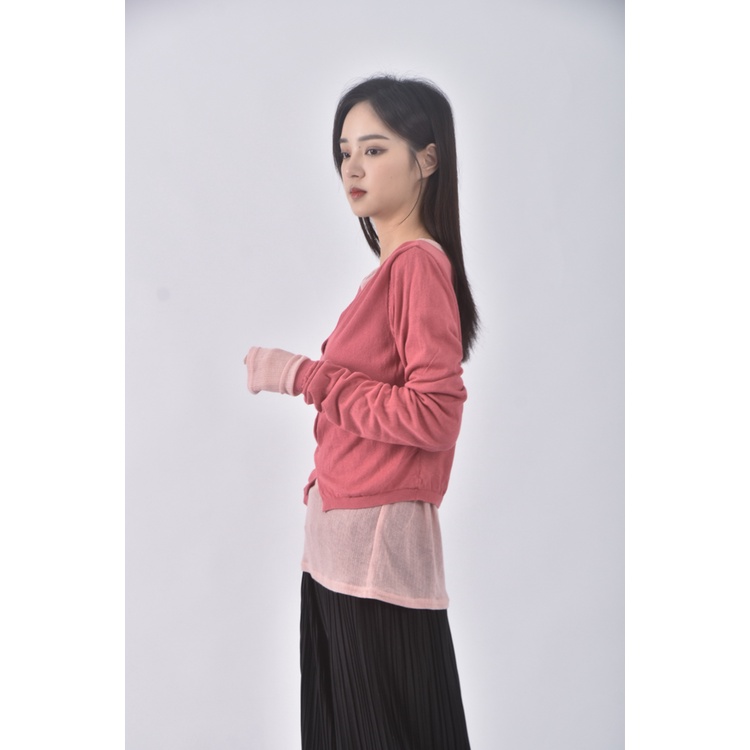 (S) knuth marf假兩件粉色長袖上衣二手衣, , large