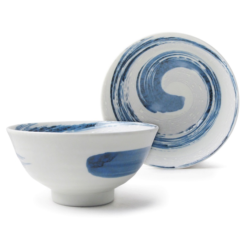 [豐名日本餐具] 5.0和井 藍漩白 / H64-5WW, , large
