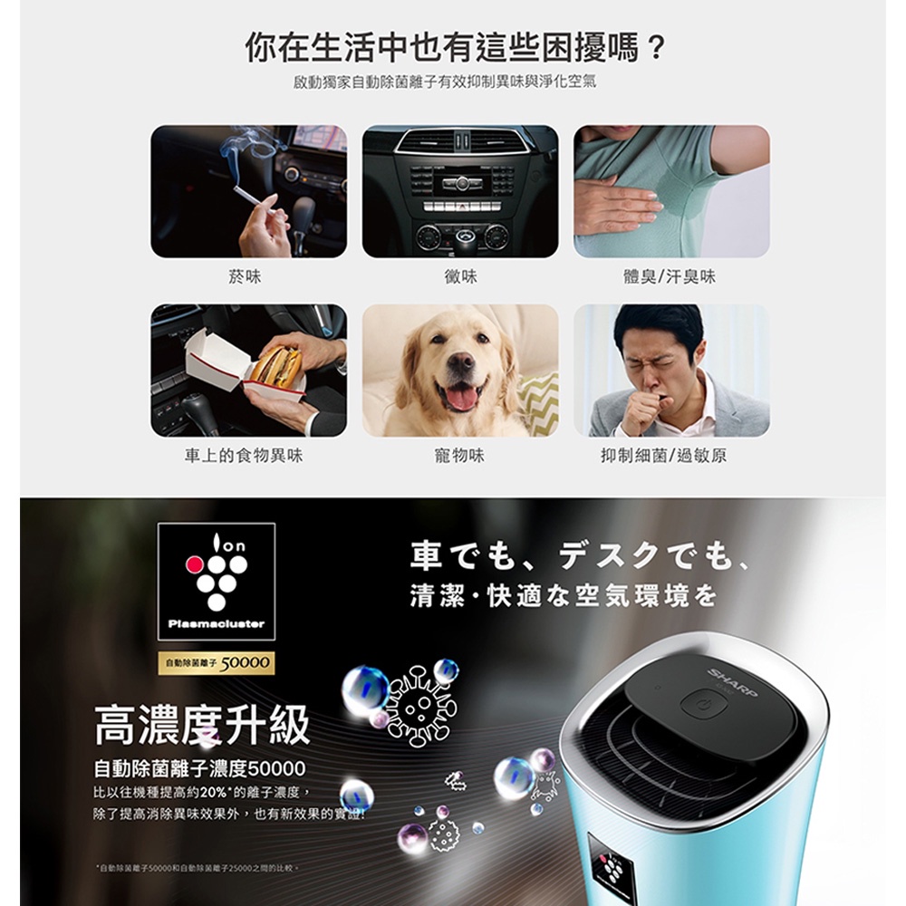 SHARP Portable Air Purifier IG-NX2T, , large