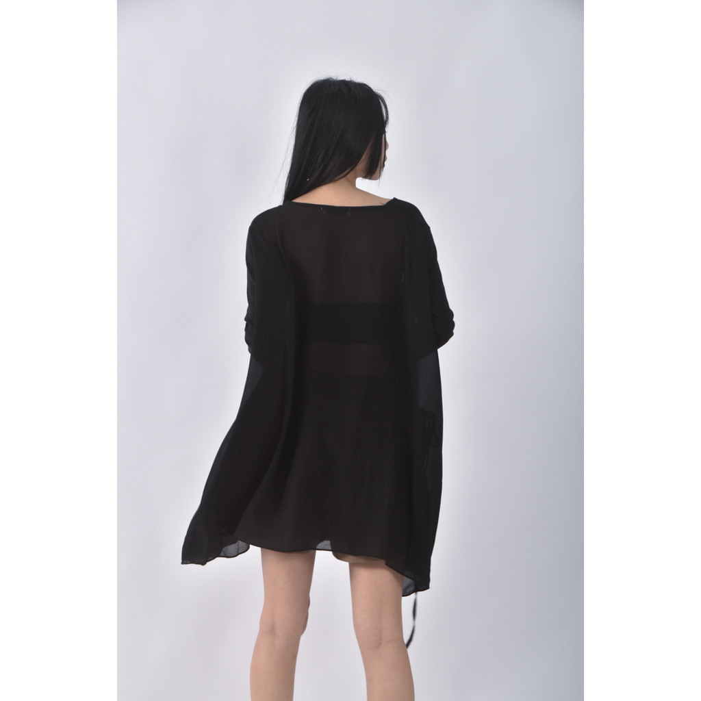 (XL) starmimi透紗黑色長袖上衣二手衣, , large