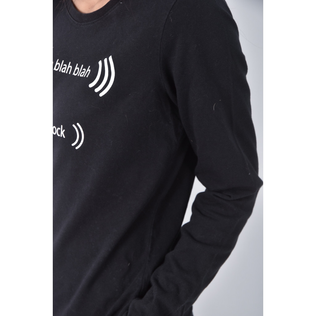 (S) agua design文字黑色長袖上衣二手衣, , large