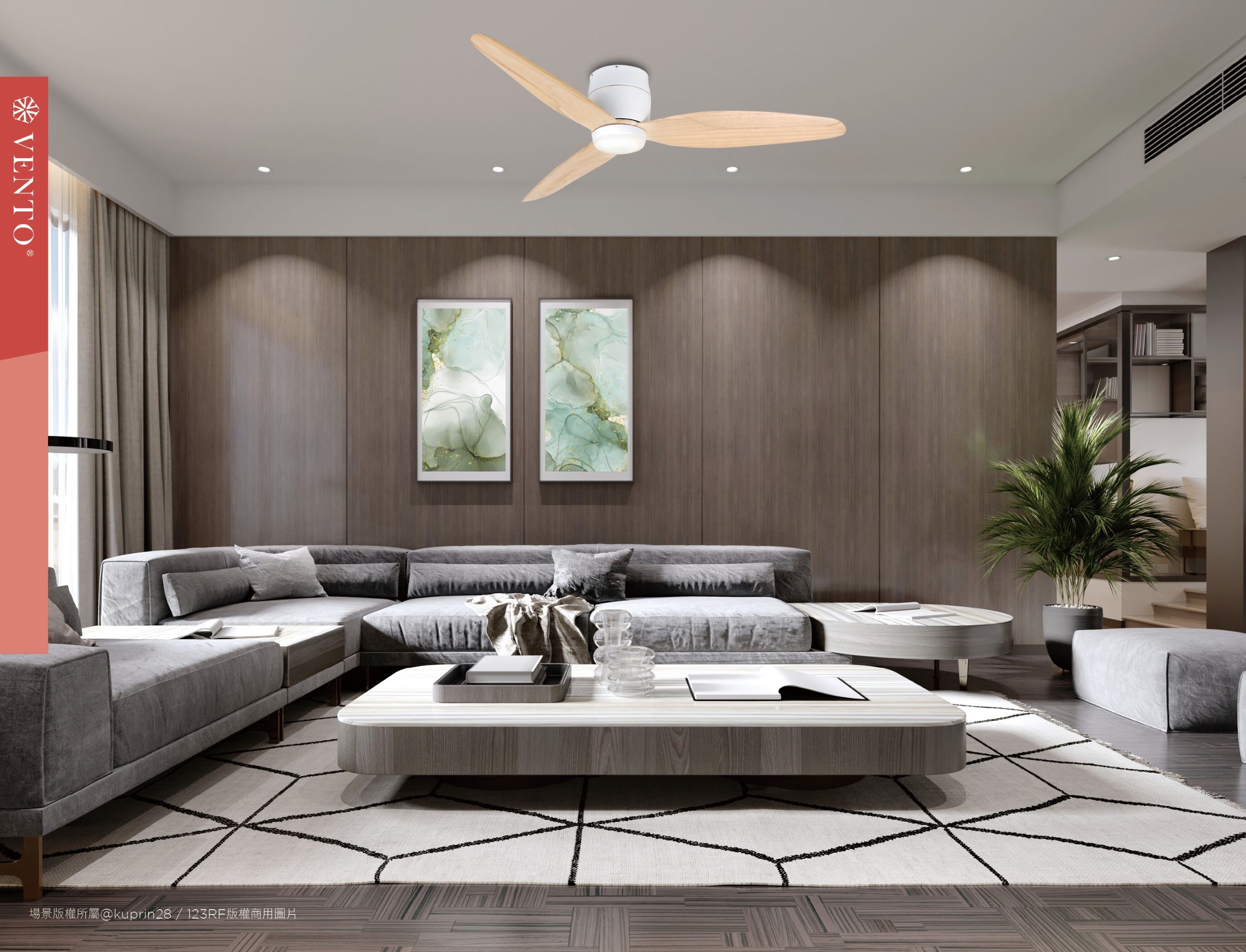 【VENTO】 SAMARA 54"-DC simple ceiling fan with wooden blades, , large
