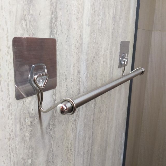 [熊好貼國際]毛巾架40公分單桿(SGS認證不銹鋼) 無痕掛勾 凹凸紋路牆面可貼(超黏貼)不鋼鋼 毛巾架 國貨掛鉤, , large