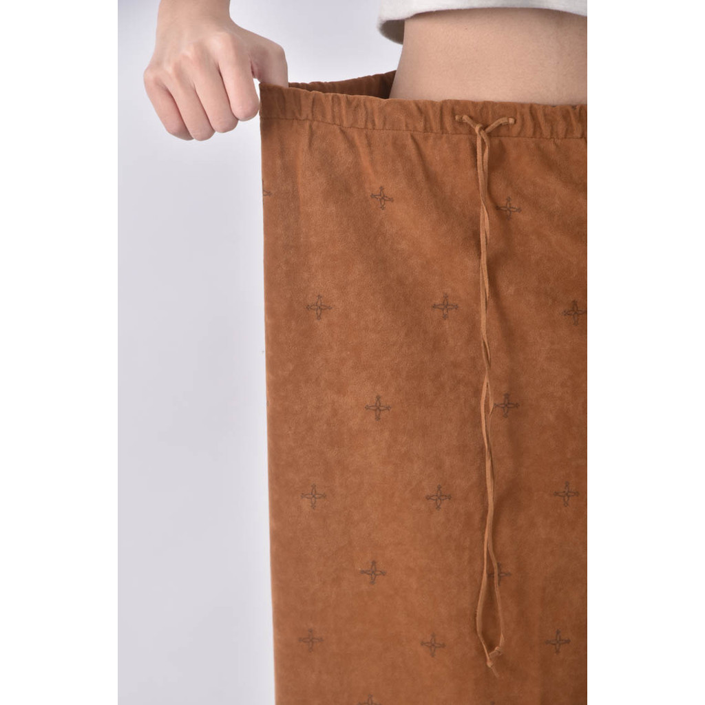 (M) siluette質感印花棕色長裙二手衣, , large