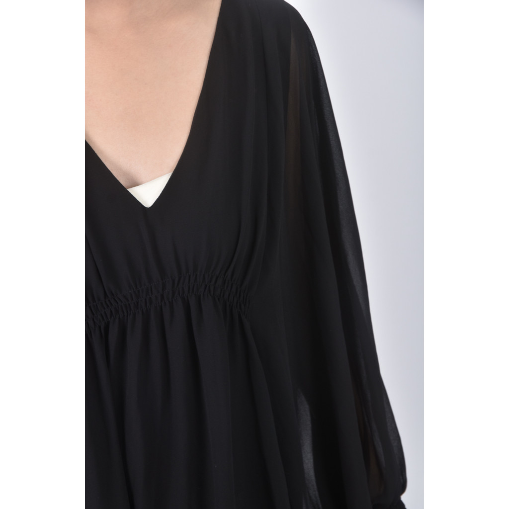 (L) zara質感紡紗黑色洋裝二手衣, , large