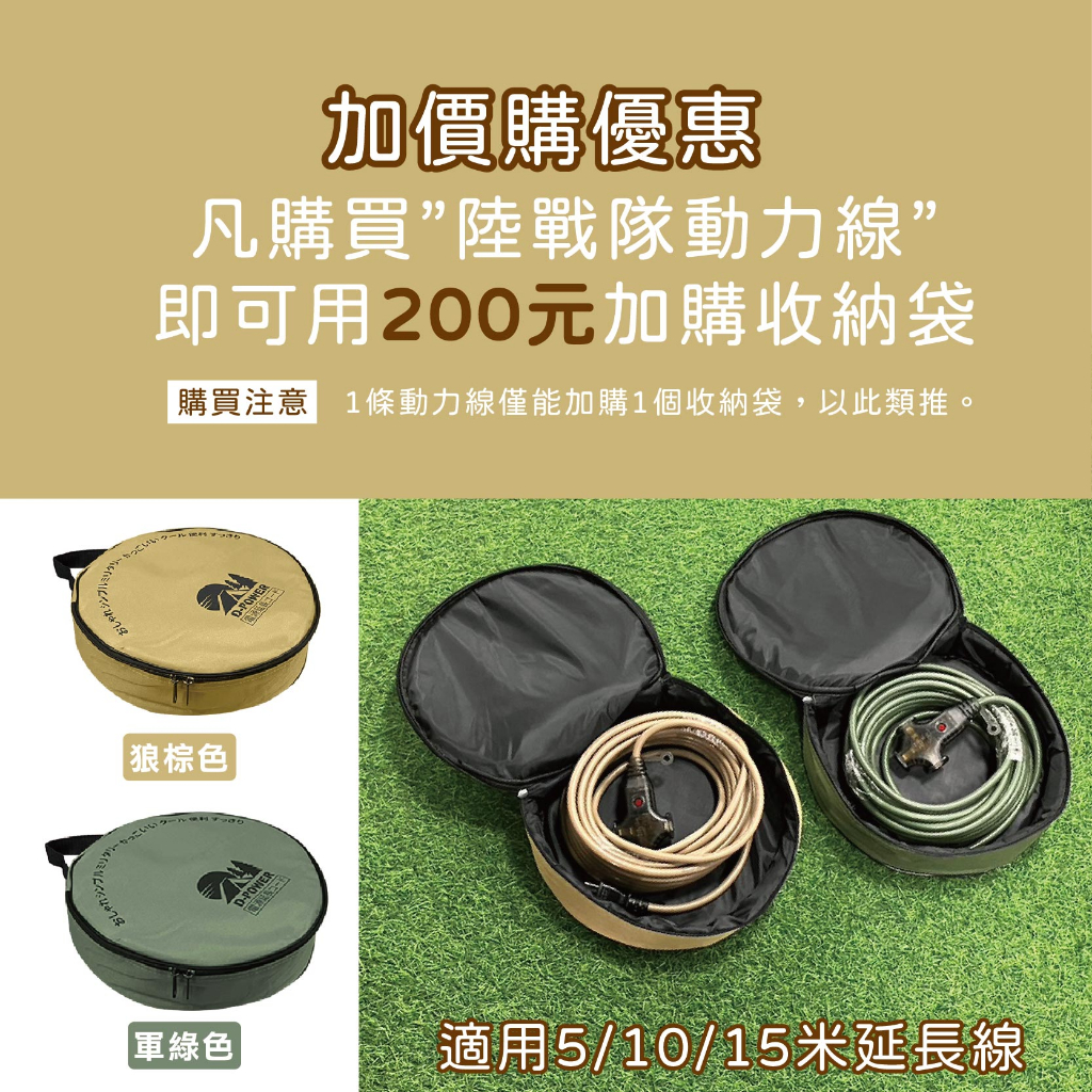 【Treewalker】電精靈 陸戰隊動力線 【5M軍綠色】動力線 延長線 新安規 過載斷電 台灣製, , large