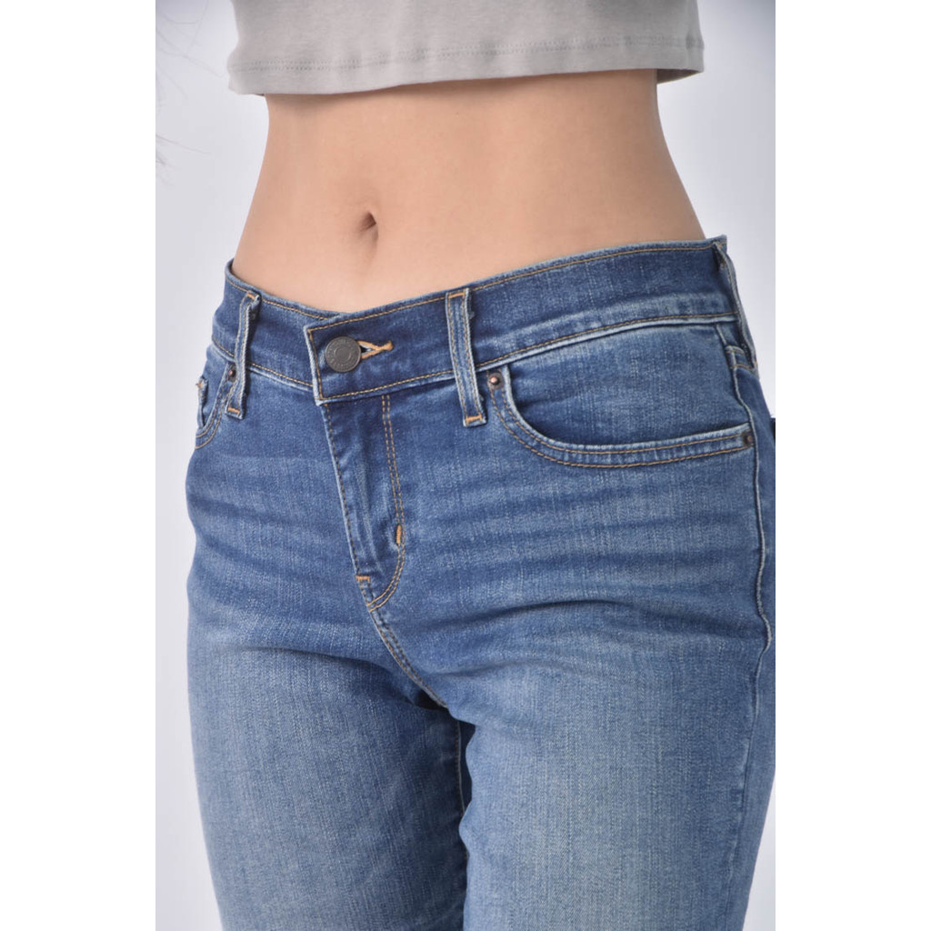 (L) 711 skinny丹寧牛仔棉質九分藍色長褲二手衣, , large