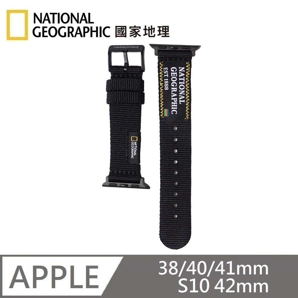 National Geographic 國家地理 Apple Watch Nato Slim Strap 潮流錶帶 適用 Apple Watch 38/40/41mm、S10 42mm - 黑色, , large