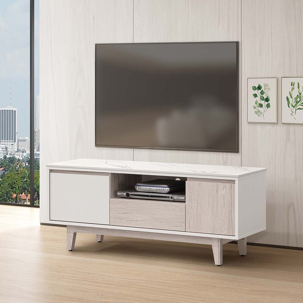 【唯熙傢俱】紀薇橡木雙色4尺岩板電視櫃, , large