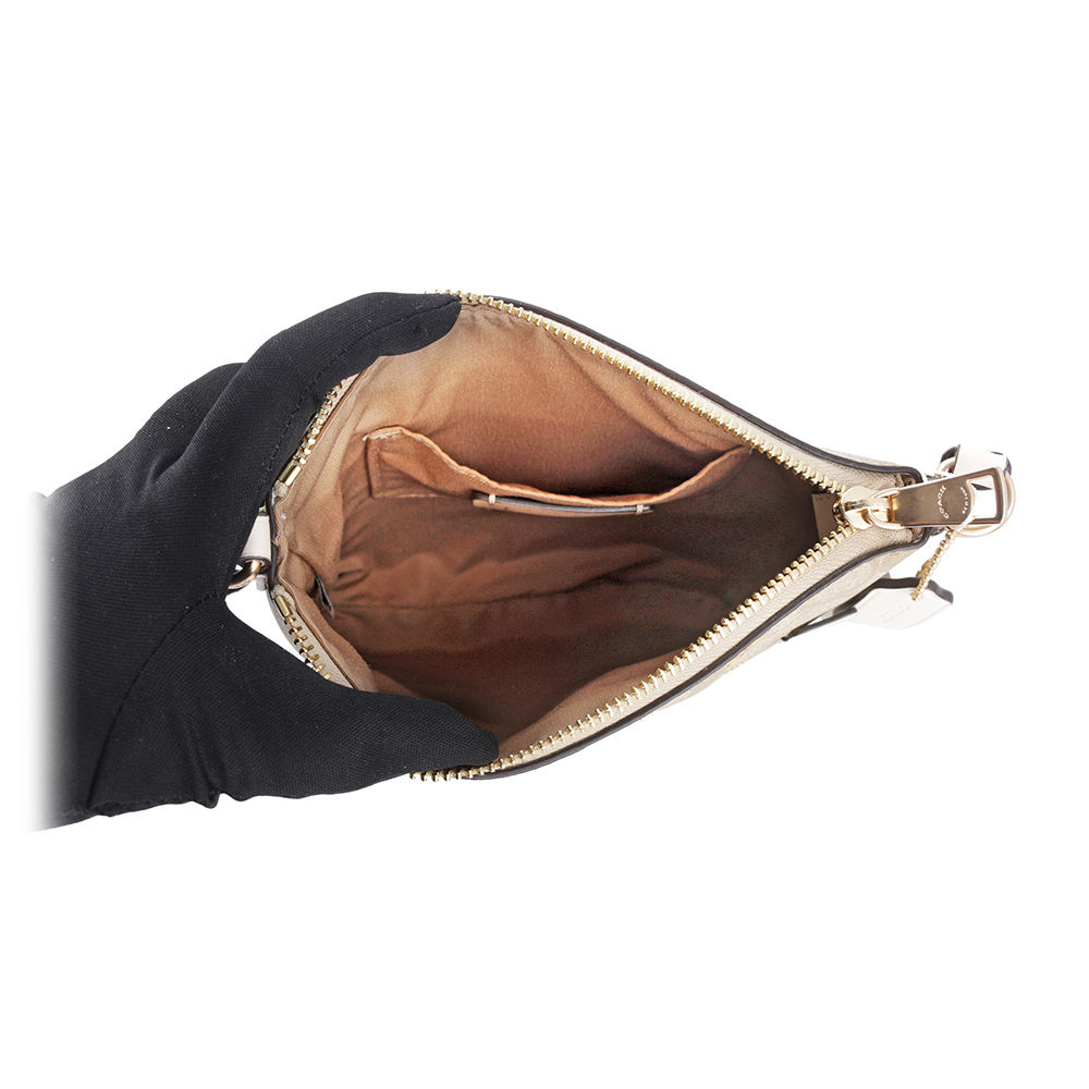 COACH Rowan 小花圖案拉鍊口袋迷你方形斜背包/淺卡其, , large