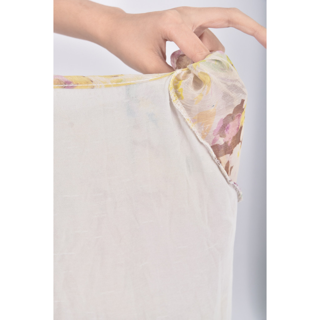 (S) 紡紗圓領黃色洋裝二手衣, , large